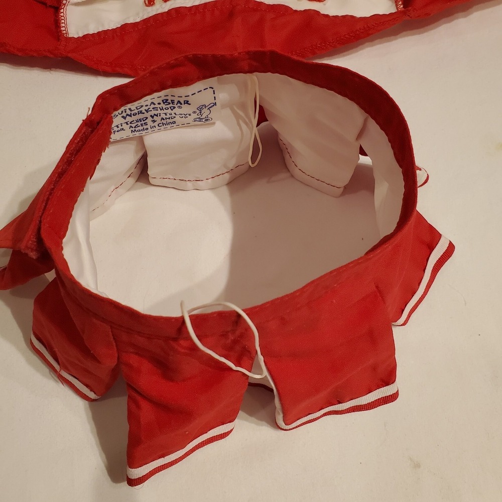 Build a Bear Cheer 2 Pc Red White Skirt‎ Top Clothes Dress Up Play BABW - Picture 8 of 16